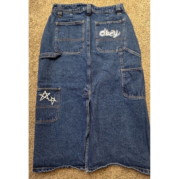 Obey Dresses & Skirts - Obey Denim Jean Carpenter Skirt Size 28 90's Skater Punk Streetwear Urban